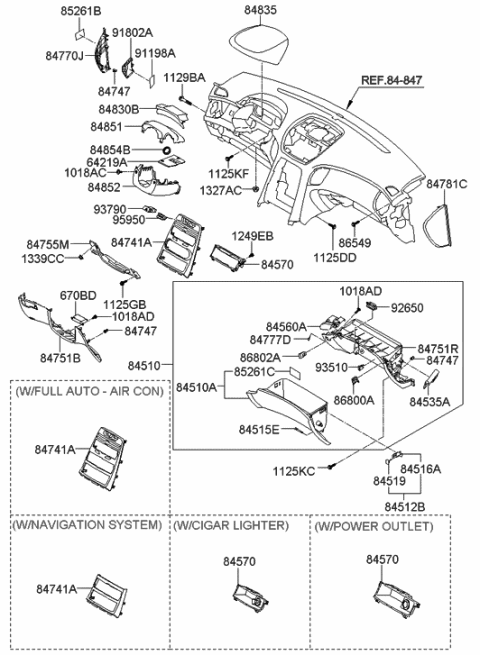 2011 Hyundai Genesis Coupe Panel-Center Facia Diagram for 84741-2M200-9P