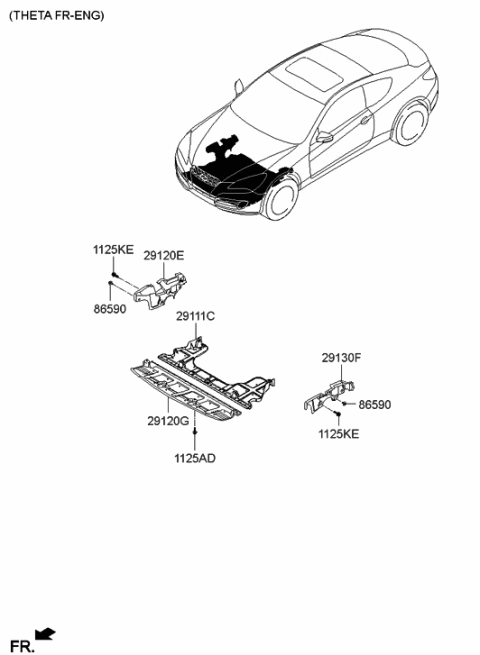 2008 Hyundai Genesis Coupe Cover Assembly-Engine Under Diagram for 29120-2M000