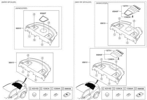 2009 Hyundai Genesis Coupe Trim Assembly-Package Tray Diagram for 85610-2M100-9P