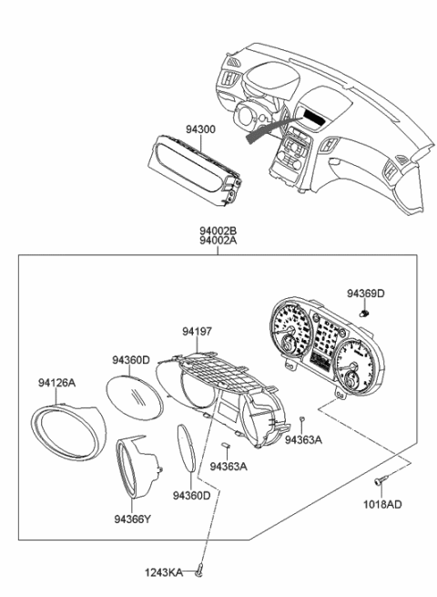 2010 Hyundai Genesis Coupe Cluster Assembly-Instrument(Mph) Diagram for 94001-2M150