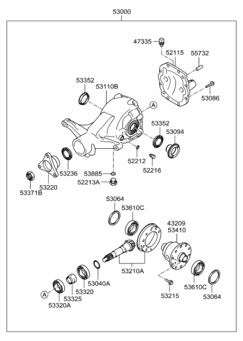 2011 Hyundai Genesis Coupe Carrier Assembly-Differential Diagram for 53000-3C050