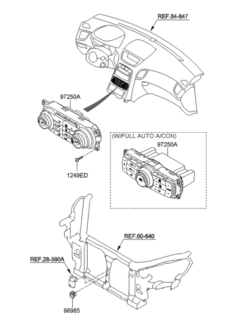 2010 Hyundai Genesis Coupe Heater Control Assembly Diagram for 97250-2M000-9P