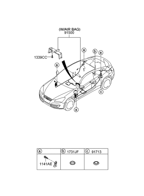 2009 Hyundai Genesis Coupe Wiring Assembly-Floor Diagram for 91509-2M871