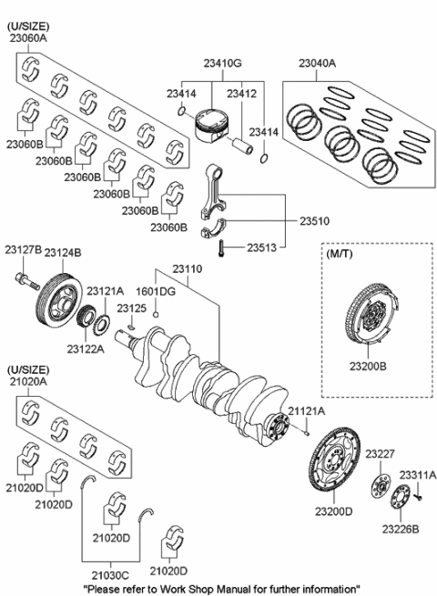 2009 Hyundai Genesis Coupe Piston & Pin & Snap Ring Assembly Diagram for 23410-2C420