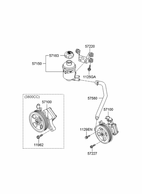 2012 Hyundai Genesis Coupe Pump Assembly-Power Steering Oil Diagram for 57100-2M100
