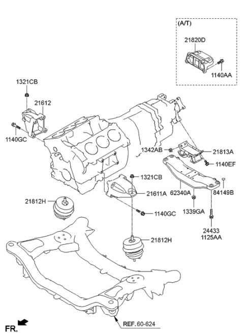 2010 Hyundai Genesis Coupe Engine & Transaxle Mounting Diagram 2