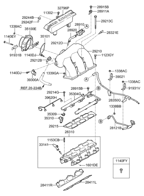2010 Hyundai Genesis Coupe Clamp-Vacuum Hose Diagram for 32795-2C400