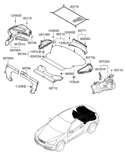 2011 Hyundai Genesis Coupe Trim Assembly-Luggage Side LH Diagram for 85730-2M000-CH