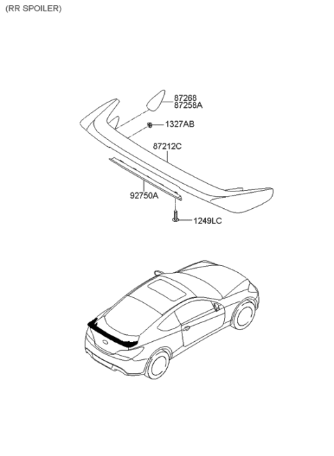 2011 Hyundai Genesis Coupe Pad-Rear Spoiler,LH Diagram for 87257-2M000