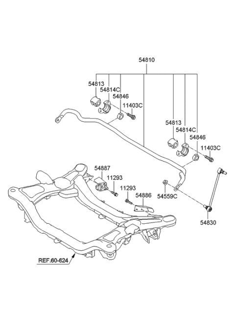 2011 Hyundai Genesis Coupe Bar Assembly-Front Stabilizer Diagram for 54810-2M250