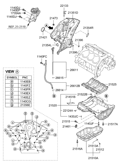 2009 Hyundai Genesis Coupe Belt Cover & Oil Pan Diagram 2