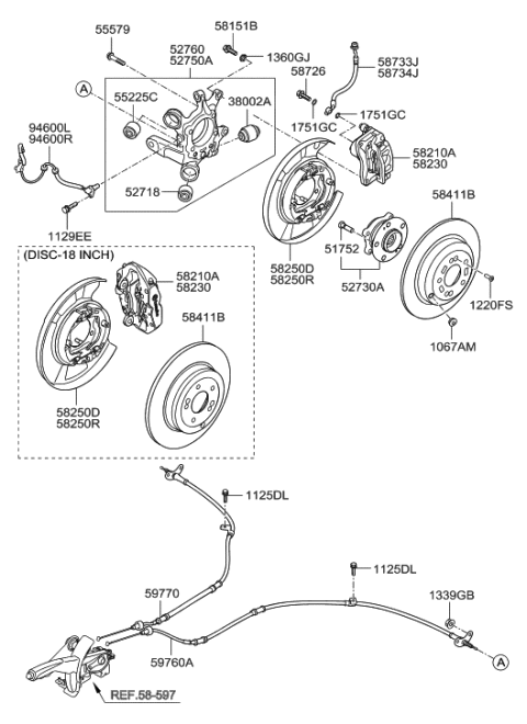 2010 Hyundai Genesis Coupe Rear Wheel Hub And Bearing Assembly Diagram for 52730-2M000