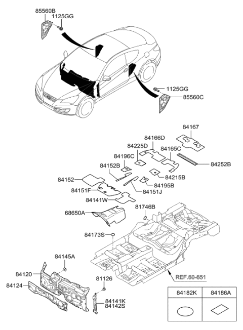 2011 Hyundai Genesis Coupe Isolation Pad & Floor Covering Diagram 1
