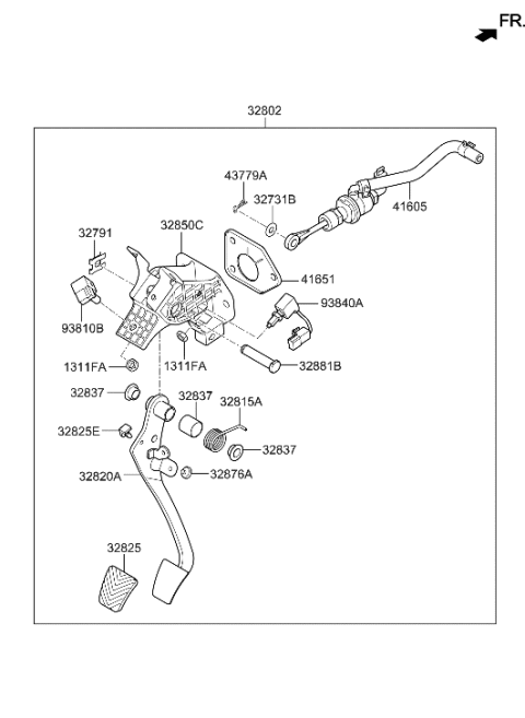 2008 Hyundai Genesis Coupe Pedal Assembly-Clutch Diagram for 32802-2M175