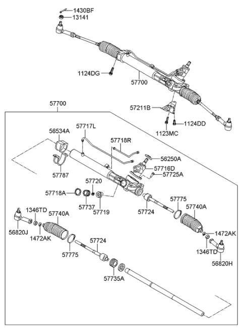 2008 Hyundai Genesis Coupe Gear & Linkage Assembly-Power Steering Diagram for 57700-2M000