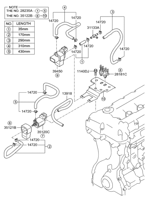2008 Hyundai Genesis Coupe Pipe Assembly-3 Way Connection Diagram for 28262-2C400