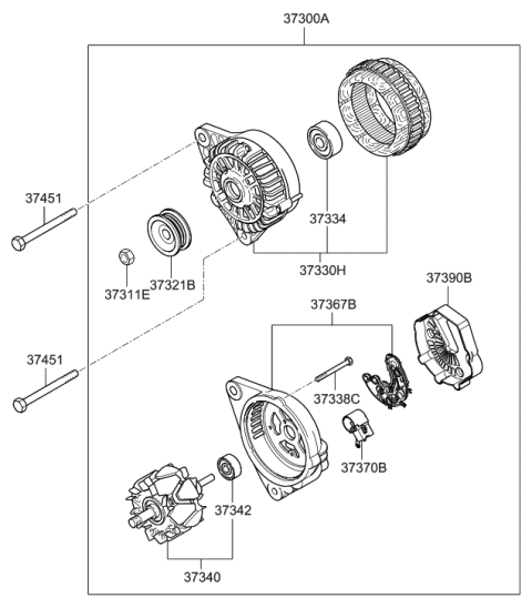 2011 Hyundai Genesis Coupe Regulator Assembly-Generator Diagram for 37370-25200