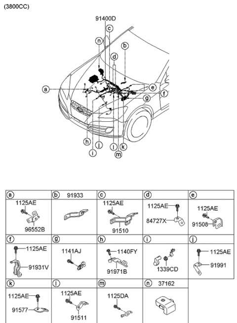 2010 Hyundai Genesis Coupe Bracket-Wiring Diagram for 91931-2M170