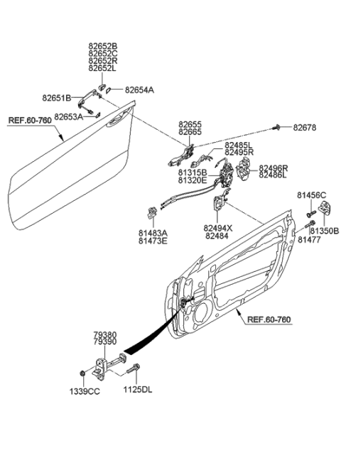 2012 Hyundai Genesis Coupe Cover-Front Door Outside Handle,Driver Diagram for 82652-2H000-NDA