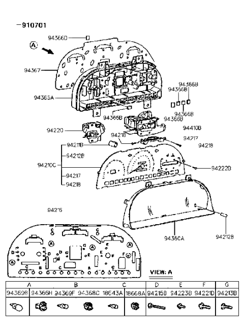 1994 Hyundai Excel Instrument Cluster Diagram 3