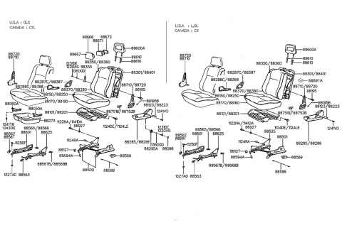 1992 Hyundai Excel Headrest Assembly-Front Seat Diagram for 88650-24500-FDS