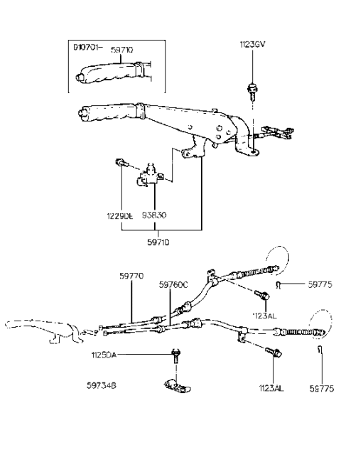 1991 Hyundai Excel Lever Assembly-Parking Brake Diagram for 59710-24003-FD