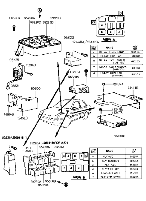 1992 Hyundai Excel Relay & Module Diagram