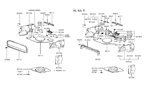 1990 Hyundai Excel Trim-Transverse Rear Diagram for 85771-24200-PJ