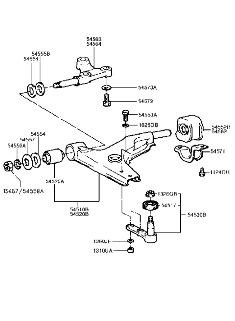 1991 Hyundai Excel Washer-Lower Arm Mounting Shaft Diagram for 54557-24100