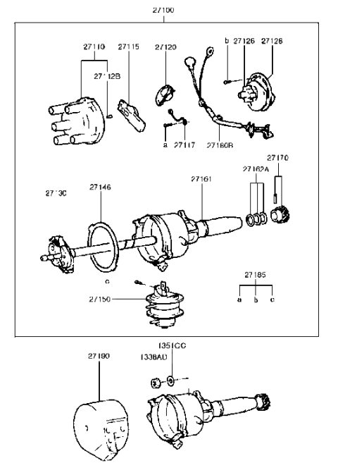 1990 Hyundai Excel Packing-Distributor "A" Diagram for 27146-21050