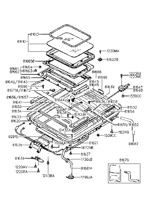1994 Hyundai Excel Housing Assembly-Sunroof Diagram for 81620-24000