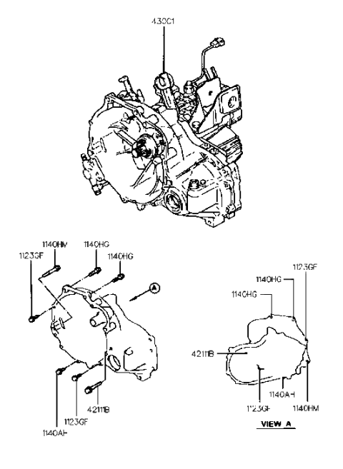 1991 Hyundai Excel Transaxle Assembly-Manual Diagram for 43000-36610