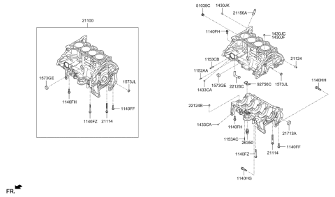 2011 Hyundai Elantra Block Assembly-Cylinder Diagram for 21100-2E020