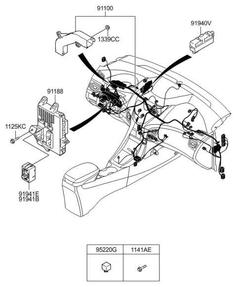 2011 Hyundai Elantra Ignition Control Module Relay Box Assembly Diagram for 91940-3X140