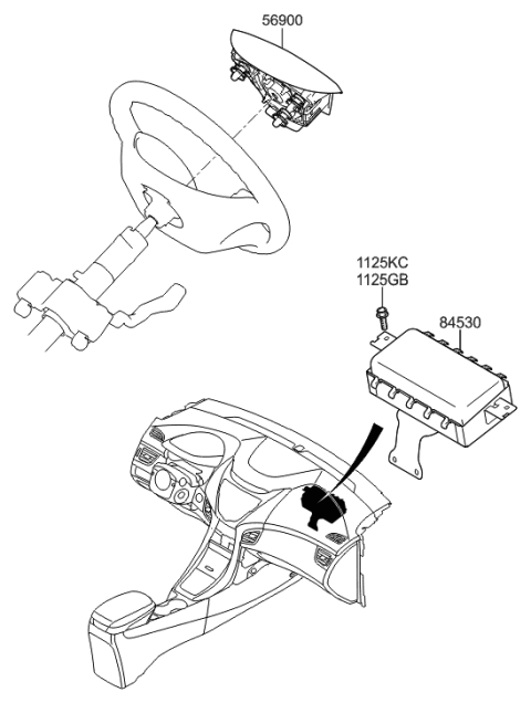 2011 Hyundai Elantra Module Assembly-Steering Wheel Air Bag Diagram for 56900-3X500-HZ
