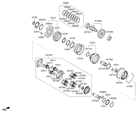 2011 Hyundai Elantra Gear Kit-Automatic Transaxle Transfer Driven Diagram for 45720-3B611