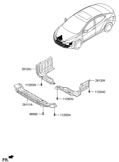 2011 Hyundai Elantra Panel-Under Cover Front Diagram for 29110-3X100
