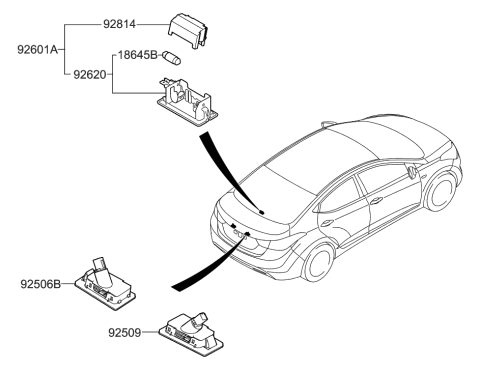 2013 Hyundai Elantra Lamp Assembly-License Plate,RH Diagram for 92502-1M400