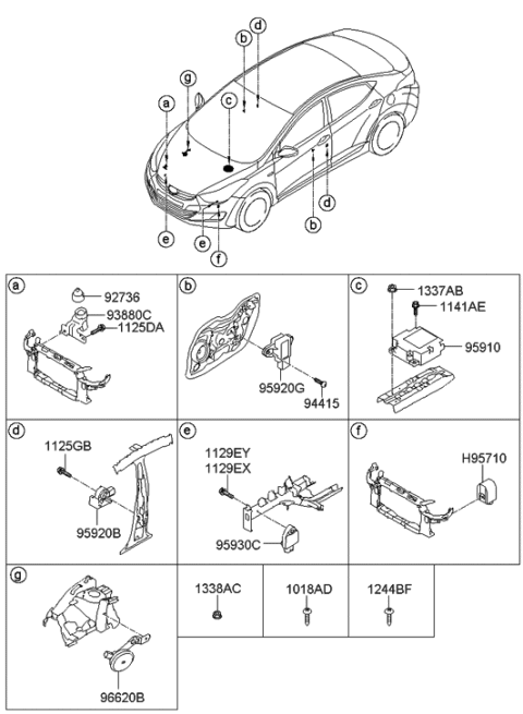2013 Hyundai Elantra Module Assembly-Air Bag Control Diagram for 95910-3X010
