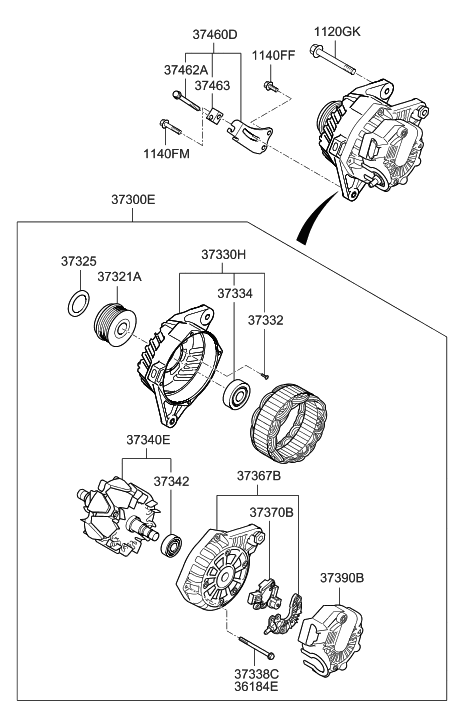 2013 Hyundai Elantra Rotor Assembly Diagram for 37340-2E010