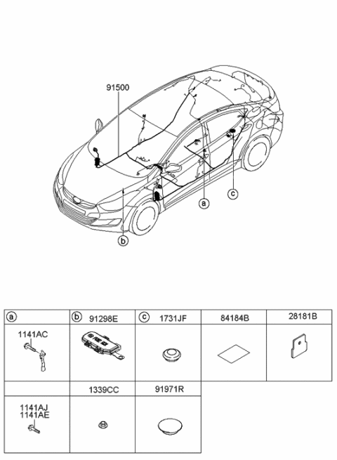 2012 Hyundai Elantra Wiring Assembly-Floor Diagram for 91510-3X014