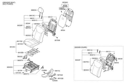 2013 Hyundai Elantra Front Driver Side Seat Back Covering Diagram for 88360-3X125-PDJ