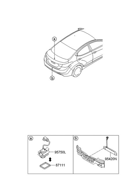 2012 Hyundai Elantra Camera Assembly-Back View Diagram for 95750-3X345