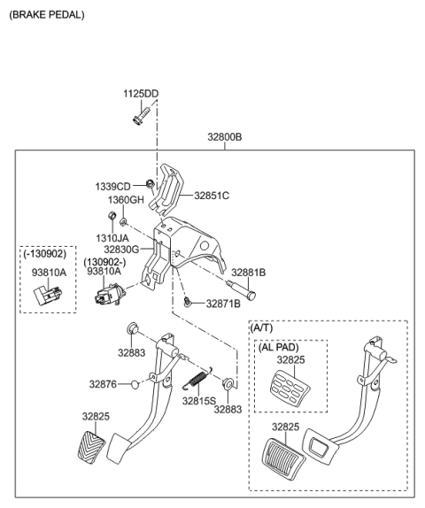 2013 Hyundai Elantra Brake & Clutch Pedal Diagram 1