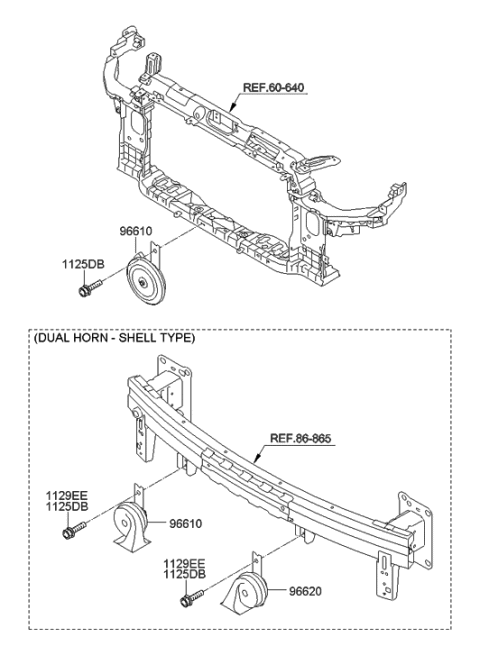 2013 Hyundai Elantra Horn Assembly-Low Pitch Diagram for 96611-3X000