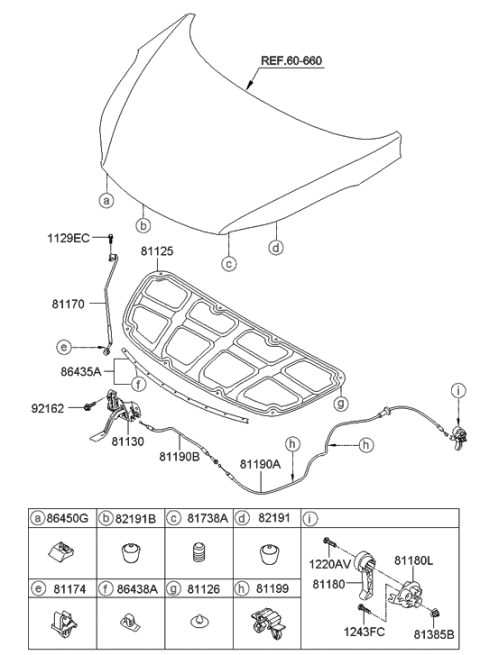2011 Hyundai Elantra Pad-Hood Insulating Diagram for 81125-3X000
