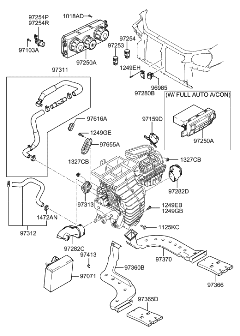 2005 Hyundai Tucson Heater Control Assembly Diagram for 97250-2E505