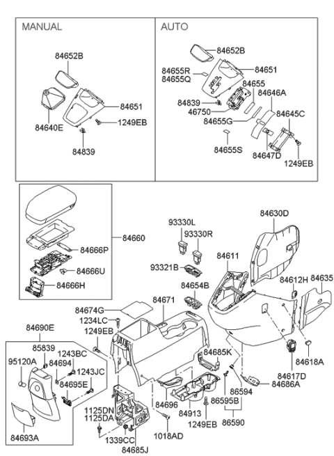 2006 Hyundai Tucson Cover Assembly-Console End Diagram for 84690-2E001-LM