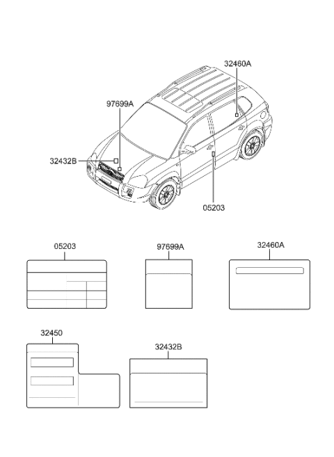 2006 Hyundai Tucson Label-Emission Control Diagram for 32450-37451