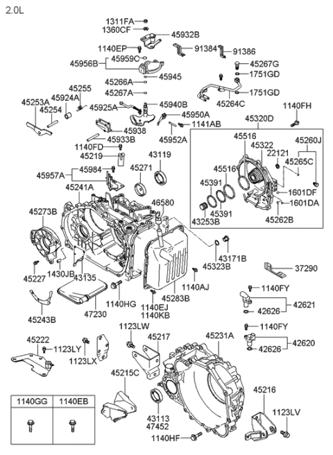 2004 Hyundai Tucson Bracket-Roll Support,Rear Diagram for 45217-39020